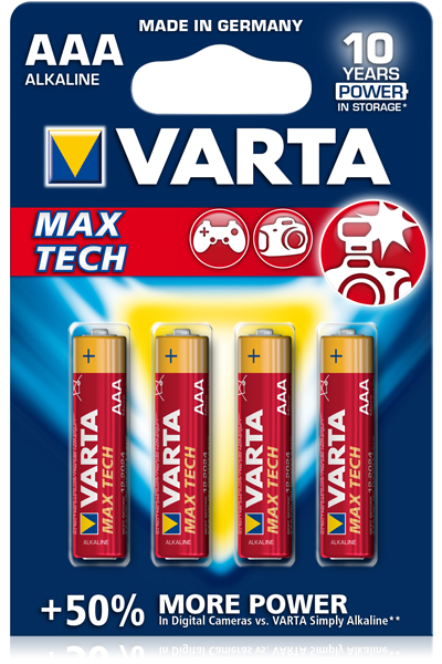 Baterii alcaline, Max tech Varta AAA(R3), 4 buc pe set.