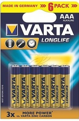 Baterii alcaline, Longlife  Varta AAA/6.